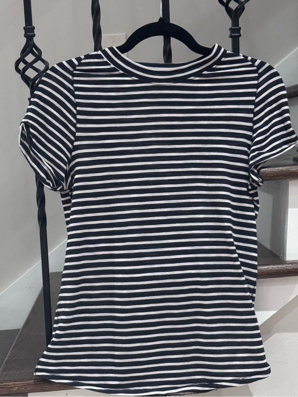 Free People Striped Crewneck Tee - Black & White